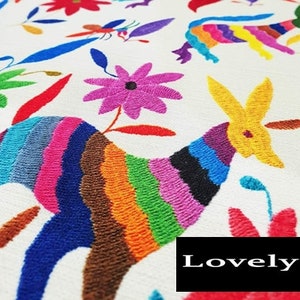 Mexican Steppes With Embroidery Effect | Mexico Fabric by the yard | Sewing Fabric | Polyester Fabric | Upholstery Fabric | 140 cm wide 55&#39;&#39;