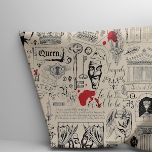Vintage Theater Gothic Fabric – Drama & Tragedy Print Textile for DIY Home Projects image 1