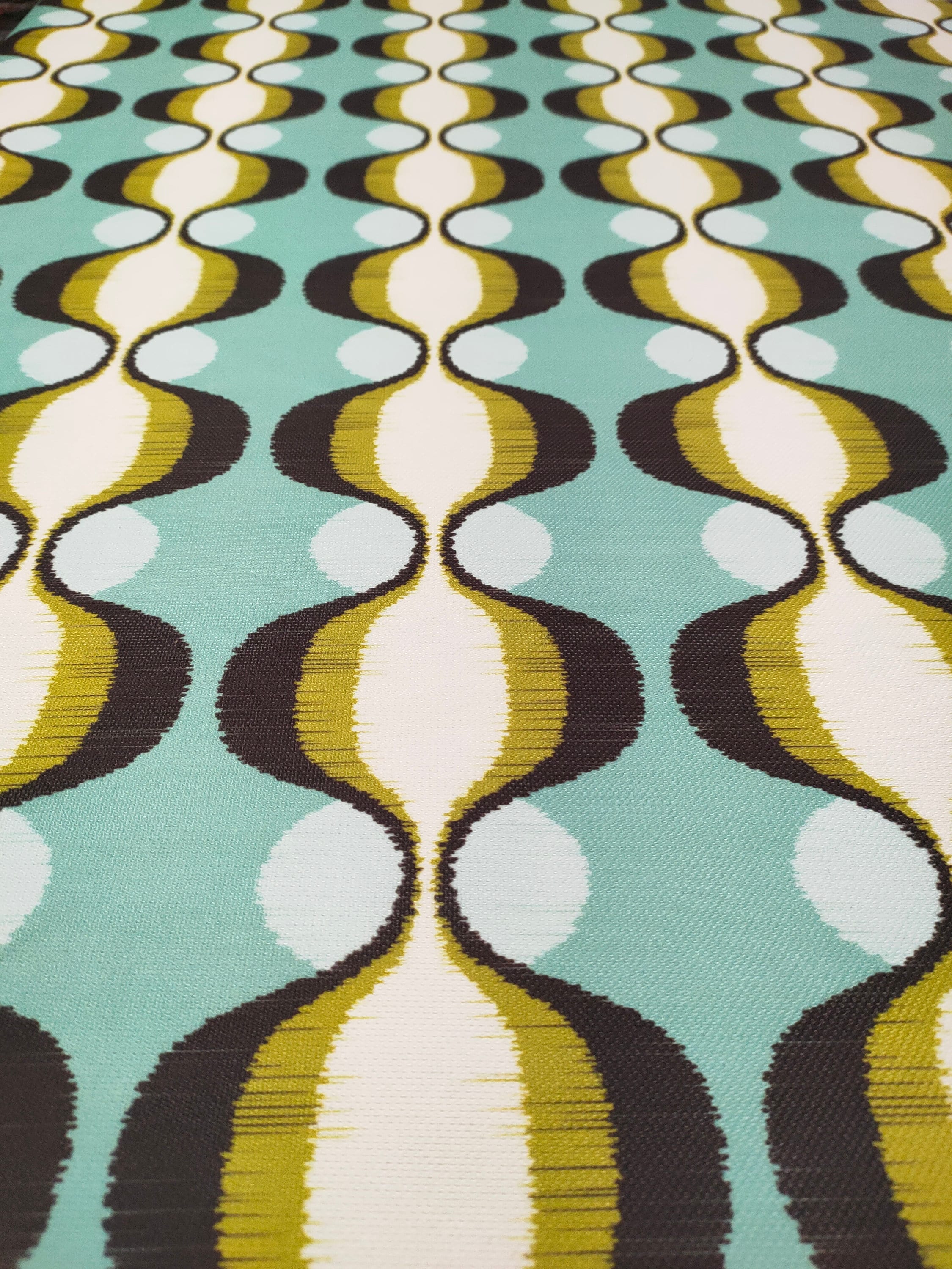 Aqua Retro Fabric by the Yard, Mid Century Modern Geometric Print
