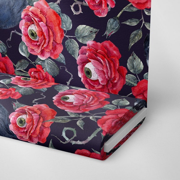 Horrible Eyes Fabric,Beatiful Red Peony Fabric, Crow Fabric, The mysterious fabric, Gothic Fabric Furniture Drapery Pillow Sofa Upholstery