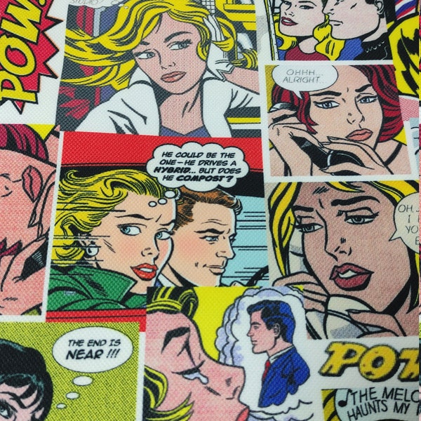 Tessuto Pop Art tagliato a misura / Tessuto di personaggi di fumetti vintage / Tessuto da cucito / Stampa tessuto PES / Tessuto Moda / Tessuto da tappezzeria