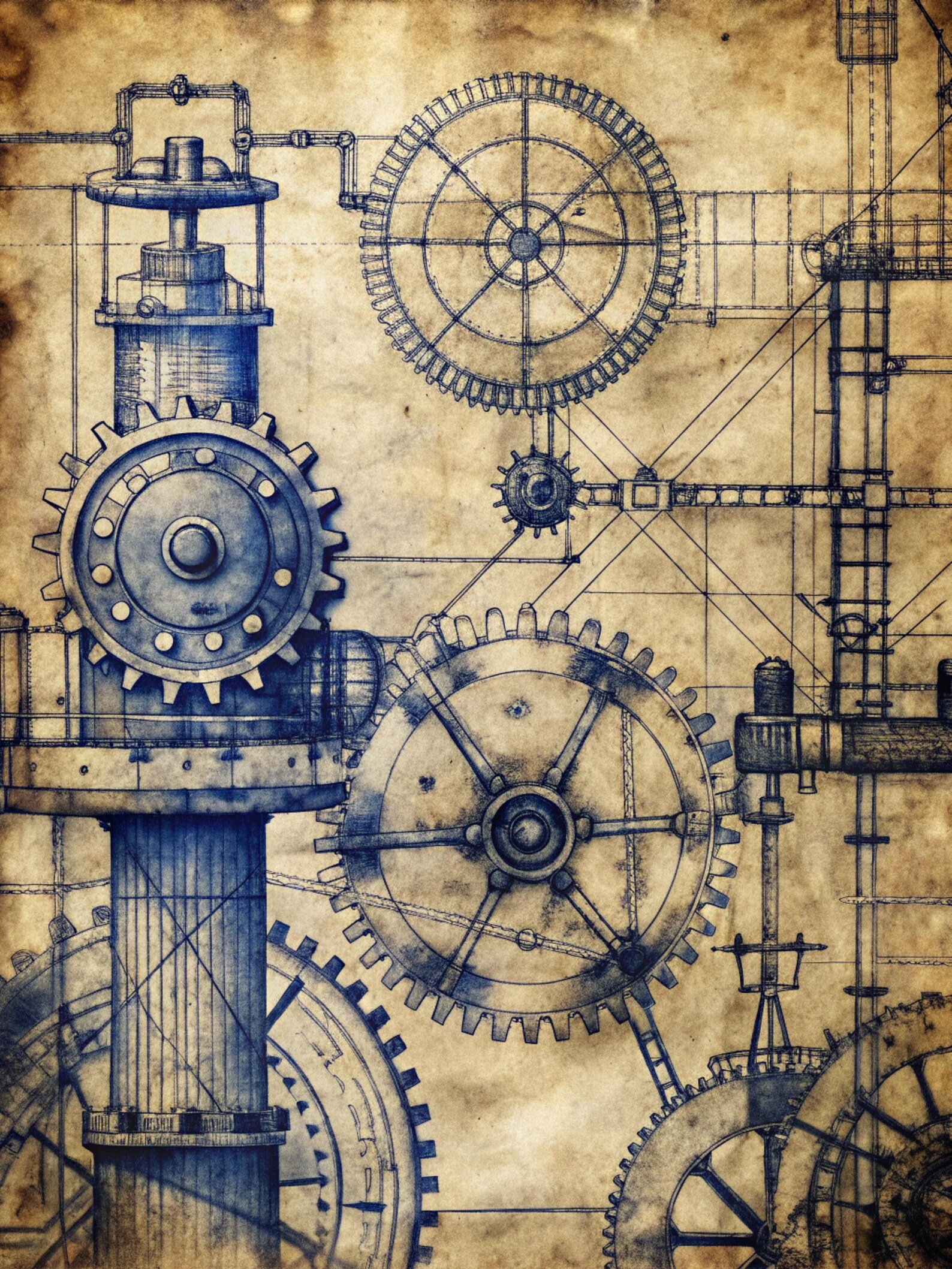 Picture Idea: Mechanical Blueprint Wall Art