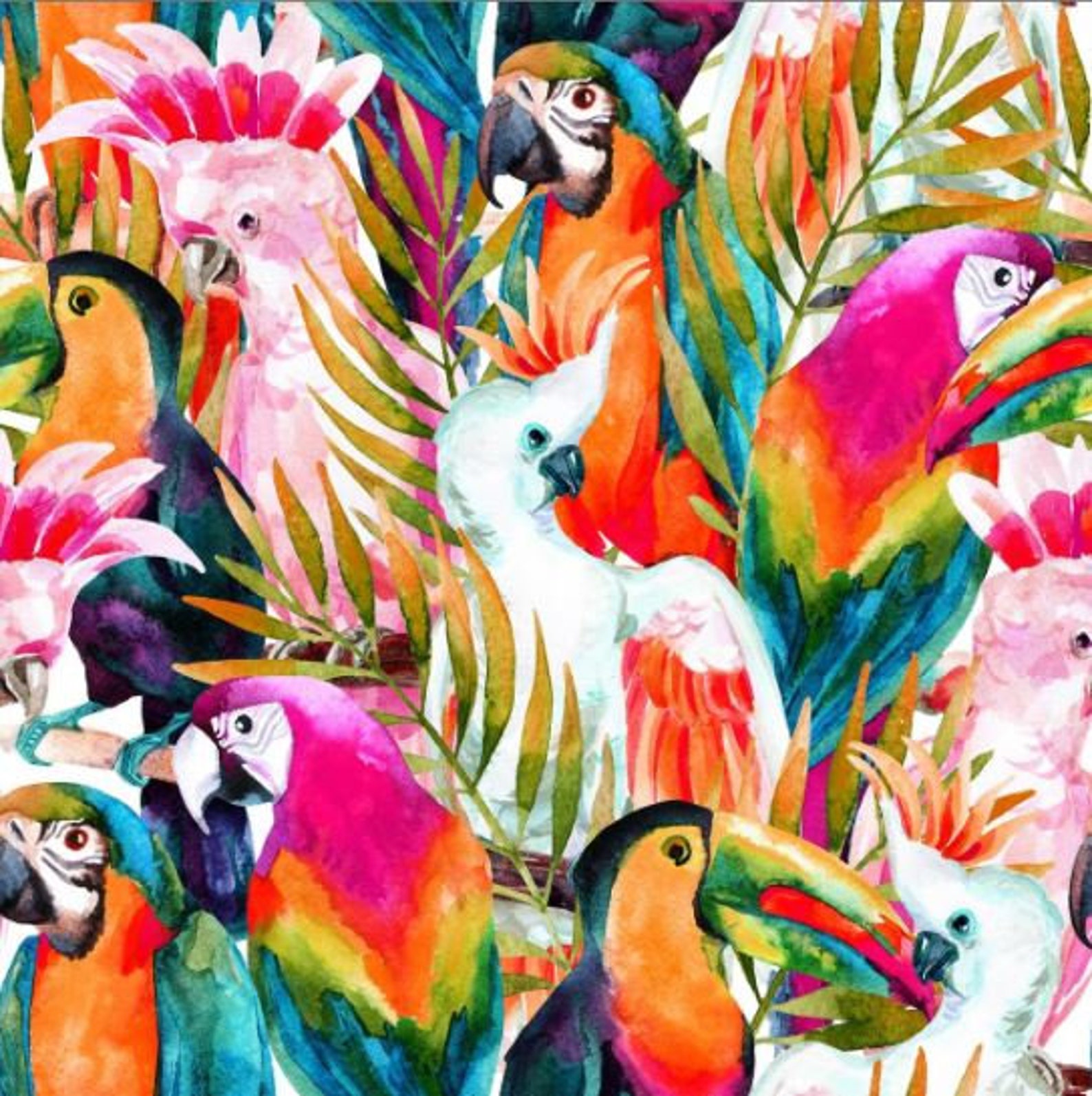 Colorful Parrot Print Upholstery Fabric Home Textile Product Etsy