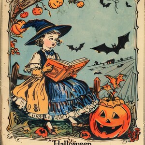 Vintage Halloween Panel Fabric | Poster Fabric | Home Decor | Panel Fabric | Wall Art Fabric, Decorative Print Fabric, Halloween Decor