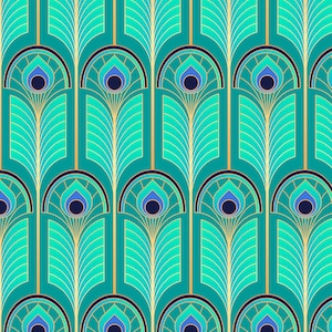 Peacock Feathers Art Nouveau Fabric: Art Deco Upholstery