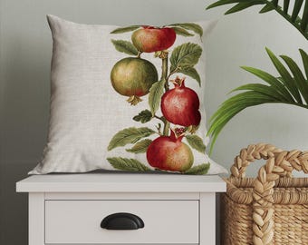 Pomegranate Cushion Cover, Vintage Pomegranate Pillow, Custom size pillow cover, Housewarming gift, Pomegranate Decor, Holiday Gift