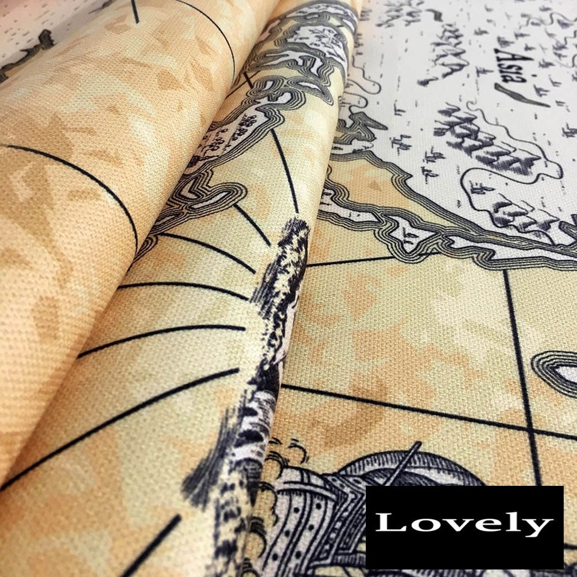 World Map Fabric World Map Print Fabric Europe Map Asia Etsy
