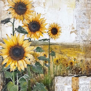 Rustic Sunflowers Panel Fabric, Poster Fabric, Wall Art Fabric, Decorative Print Fabric, Bag Vintage Decor, Floral Home Decor