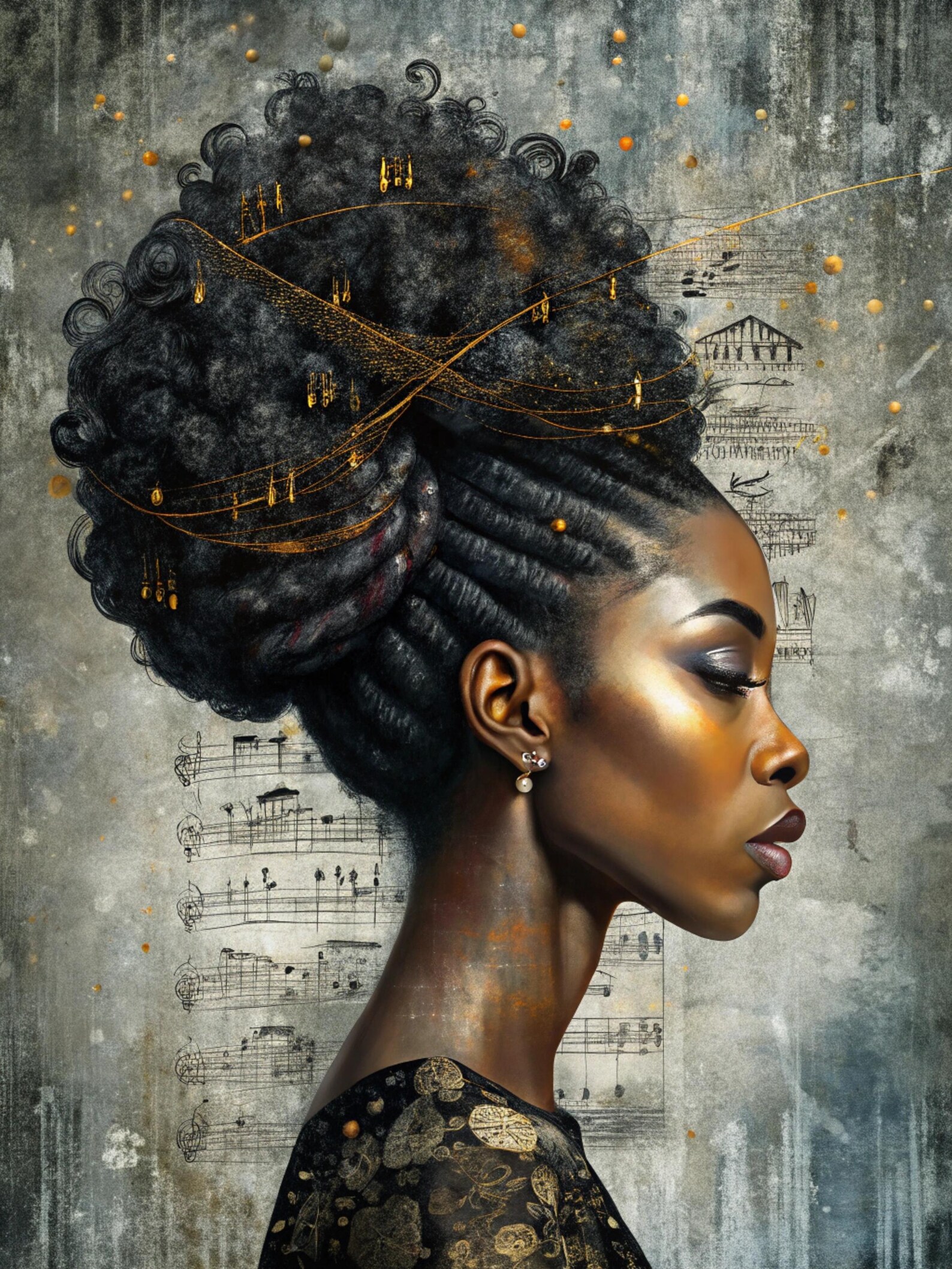 World Women – Musical Portrait Art Fabric Panel Collection - Etsy