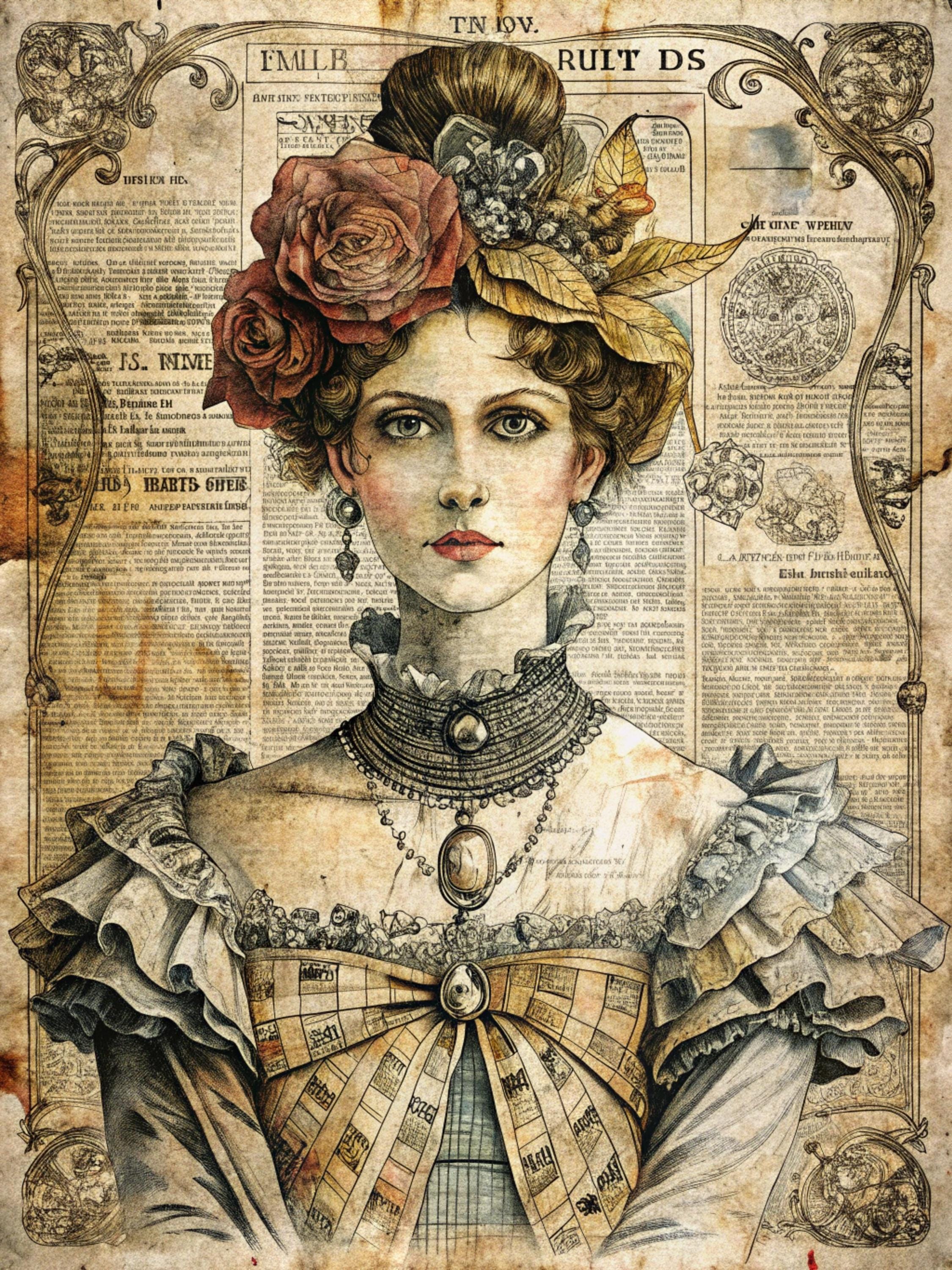Vintage Newspaper Collage Panels – Antique Bicycle & Fashion ...