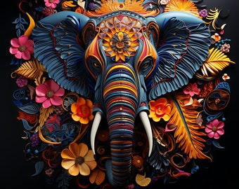 African Elephant Fabric Panel: Upholstery & Wall Art Decor