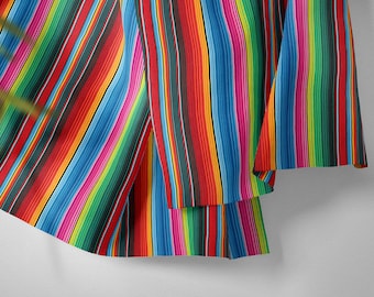 Rainbow Stripe Fabric by the Yard, Colorful Multicolor Print, Modern Maximalist Home Decor