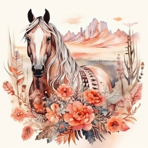 Watercolor Western Boho Fabric Panel: Upholstery & Wall Art