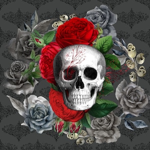 Skull Fabric | Poster Fabric | Chair Upholstery Fabric | Scary Art | Pillow | Viva Skull | Panel Fabric 45*45 cm | 70x70 cm
