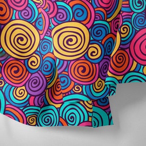 New!! Summer Fabric | Hand Drawn Scribble Colorful Wavy Fabric | Furniture Drapery Chair Sofa Garden Fabric | Sewing Project | PES Fabric