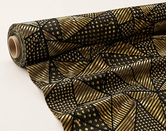 Tela Art Déco negra y dorada cortada a medida, estampado geométrico estilo Gatsby, decoración de lujo para el hogar.