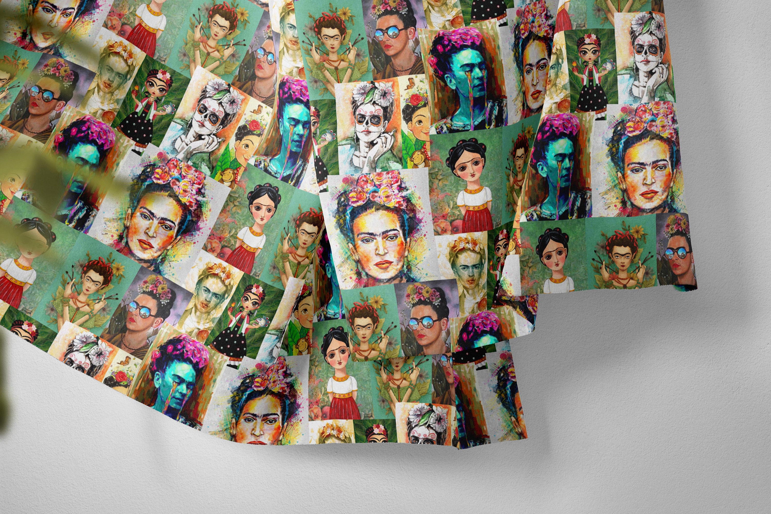 Vintage Look Frida Print Fabric por metro, Tela mexicana de decoración del  hogar, Tela interior exterior, Telas de poliéster impresas digitalmente -   México
