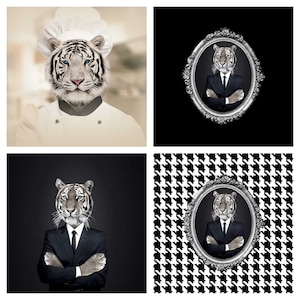 Boss Tiger Fabric Posters | Dashboard Printed Fabric | Chair Upholstery | Home Decor | Pillow | Unique Desing | Berjer Upholstery 17&#39;&#39; 27&#39;&#39;