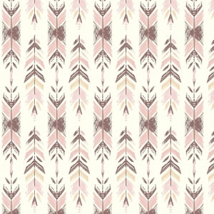 Boho Arrow Fabric Panel – Minimal Tribal Chevron Print in Earthy Tones
