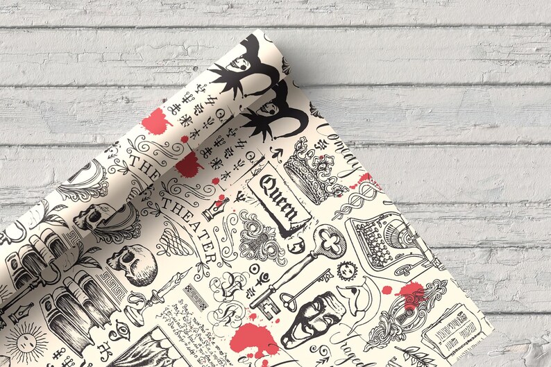 Vintage Theater Gothic Fabric – Drama & Tragedy Print Textile for DIY Home Projects image 5