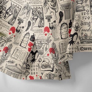 Vintage Theater Gothic Fabric – Drama & Tragedy Print Textile for DIY Home Projects image 4