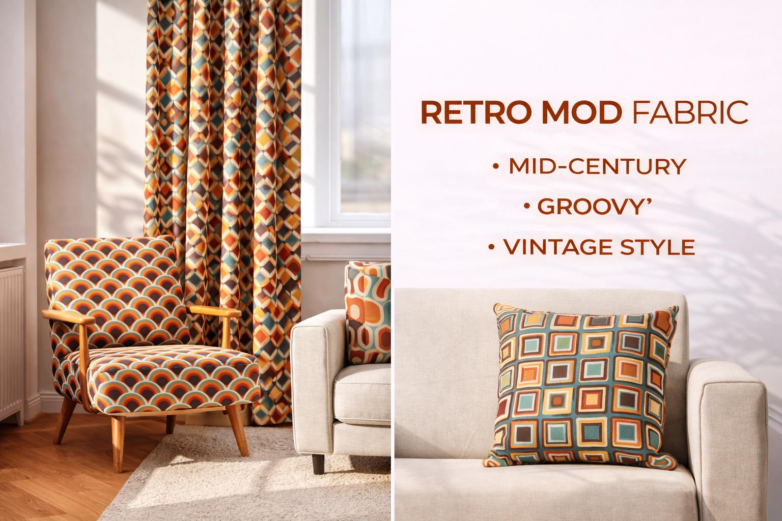 1点物⭕️お安く!◎Custom vintage fabric◎FLEX 8.7 Retro Polyester Fabric: 60s Style Upholstery & Drapery - Etsy
