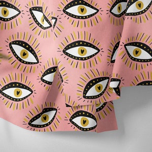Evil Colorful hand-drawn Eyes Fabric | Geometric Fabric | Polyester | Home Textile Product | Upholstery fabric| Bag| Furniture Drapery Sofa