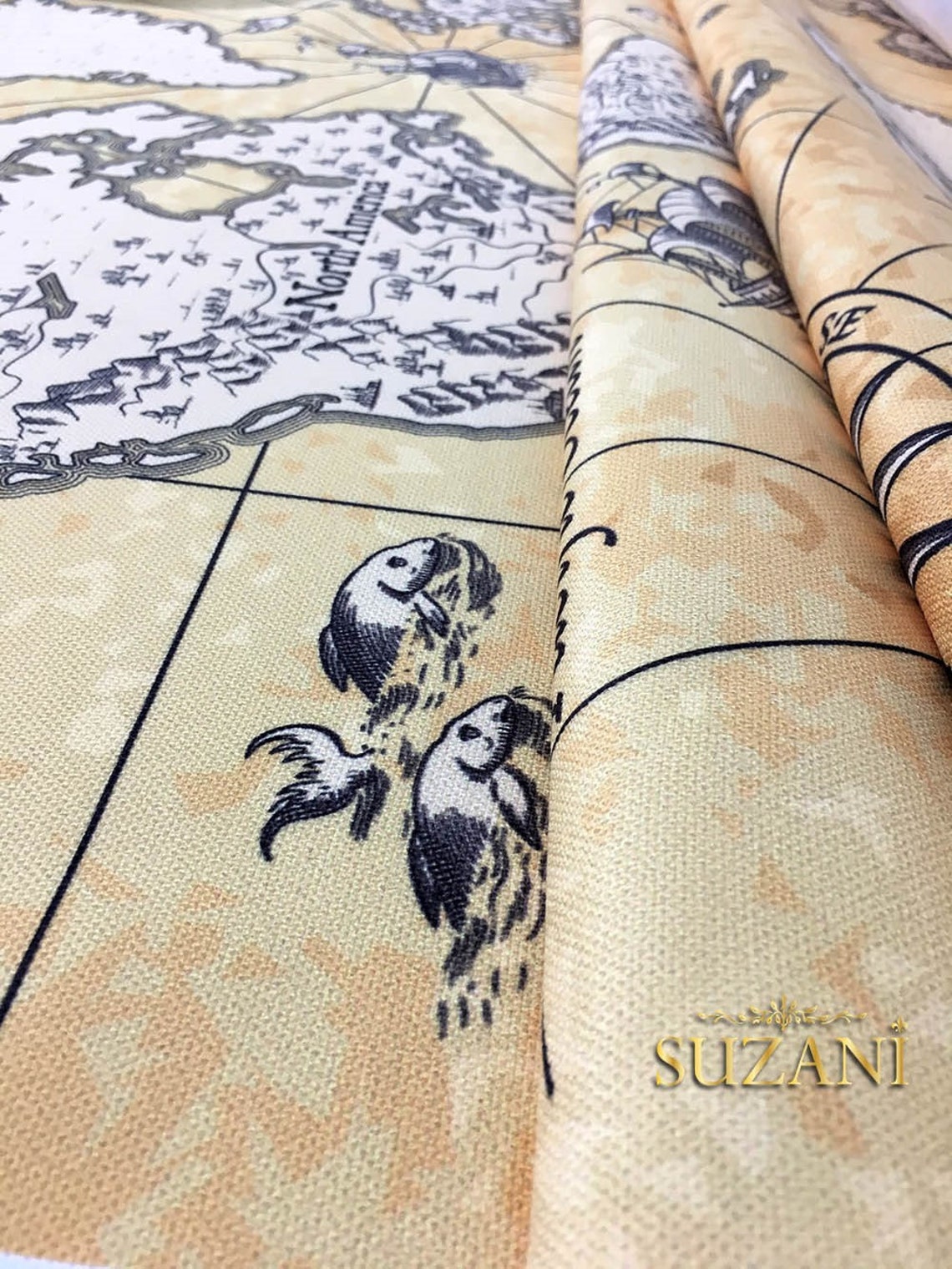 World Map Fabric World Map Print Fabric Europe Map Asia Etsy