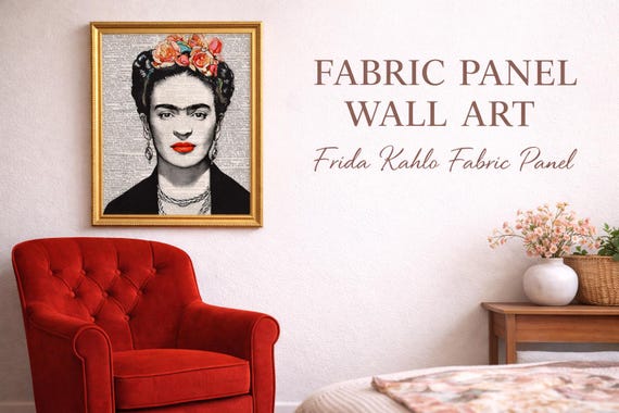Frida Kahlo Fabric Panel: Mexican Icon, Chair Upholstery, Pillow