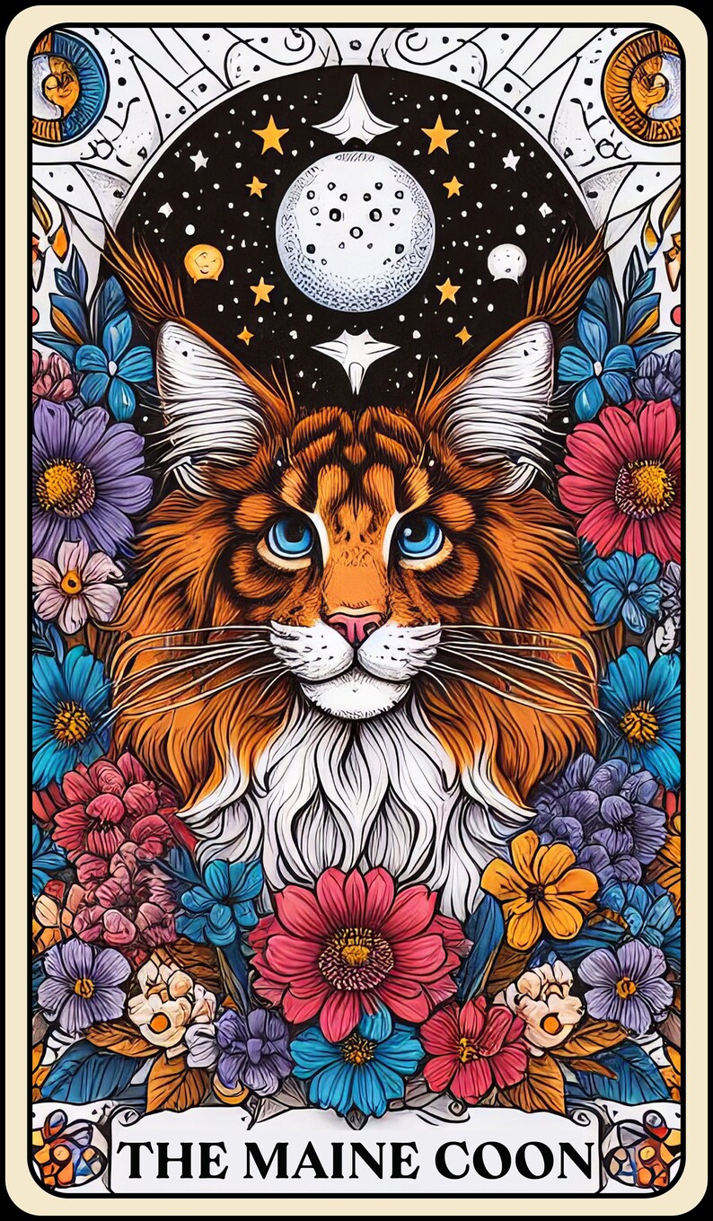 Funny Cat Tarot Panel Fabric Poster Fabric Home Decor Panel Fabric Wall