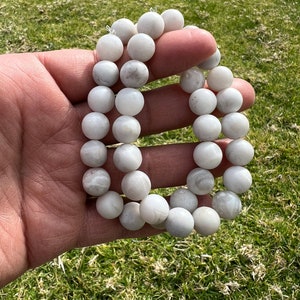 White Agate Beads Bracelet 10mm Crystal Beads, White Agate Gemstone