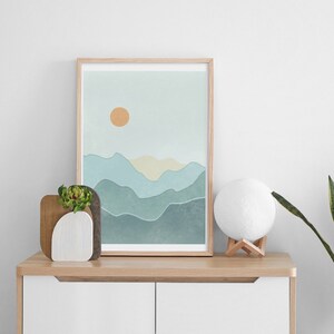 Wall Decor,  Landscape Watercolor Painting, Neutral Wall Art, Abstract Painting, Wall Art Prints, Mountain Print