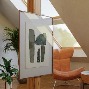 Aquarell Rock Cairns, Aquarell Malerei Stein Balancing, Büro Dekor Aquarell, handgemachtes Aquarell, Boho abstrakte Steinwandkunst