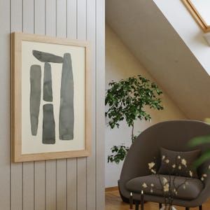 Akwarela Rock Cairns, Malowanie akwarelowe Kamień równoważący, Dekoracja biurowa akwarela, Ręcznie robiona akwarela, Boho Abstrakcyjna Kamienna Sztuka Ścienna
