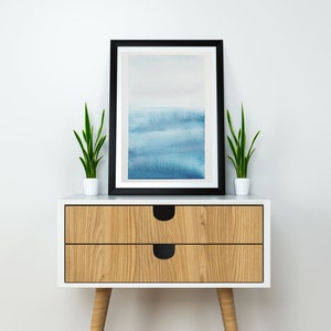 Aquarell Erdtöne Abstrakt Blau Landschaft Original Gemälde Fine Art Wand dekor