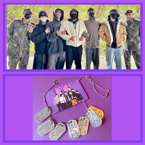 BTS OT7 military style Dog Tags