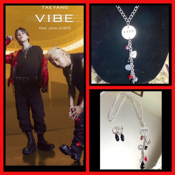 VIBE- Jimin and Taeyang collab inspired drop necklace/earrings. Purchase individually or as a set