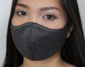 Charcoal Gray Face Mask: Reversible Black, Adjustable, Washable