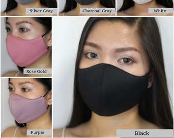 Washable Face Mask with Filter Pocket OR Reversible black on the back | Neoprene | Adjustable Ear Loops | Reusable |Small/Medium Adult