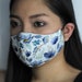 Blue and White Floral Face Mask with Filter Pocket | Adjustable Ear Loops | Washable | Reusable | Blue Flowers Face Mask 