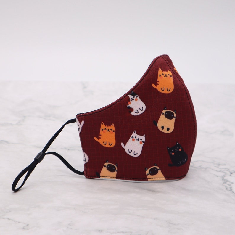 Cats Face Mask With Filter Pocket Adjustable Ear Loops Etsy