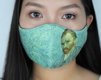 Van Gogh Self Portrait Face Mask with Filter Pocket | Artistic Face Mask | Fine Art by Vincent Van Gogh