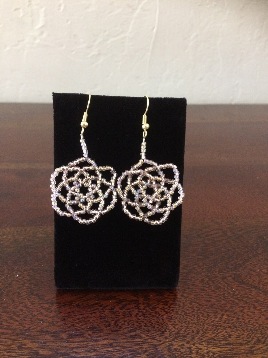 Beaded Rose Earrings Etsy