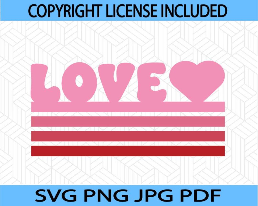 Valentines Day Heart Love SVG | PNG JPG Pdf | Pink Red | Stripes ...