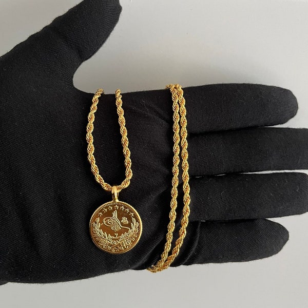 Resat klein Halskette Gold Damenschmuck Altin Kolye Goldmünze 60cm