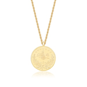5li Besibirlik Resat Necklace Gold Women&#39;s Jewelry Altin Kolye Gold Coin 60 cm