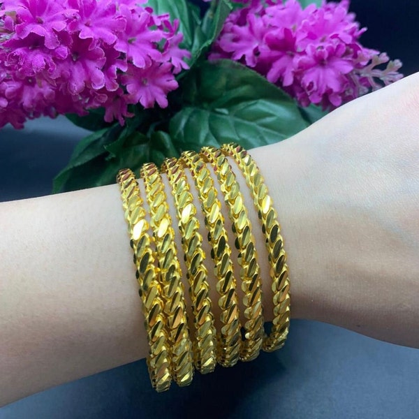 Adana üclü Birma Bilezik DEMO Altin gouden armbanden 22K verguld 7 mm