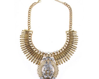 Crystal Statement Necklace Vintage  Necklace Necklace Fashion Necklace Statement Necklace Statement Jewellery Gold Necklace Silver Necklace