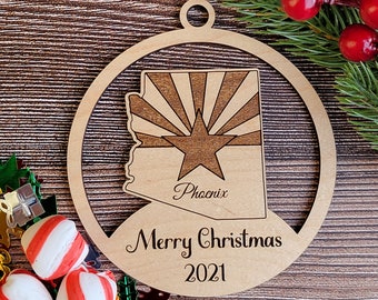 Arizona Ornament Oval Christmas Tree Decoration Southwestern State Home Tie Dye Love