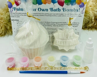 Paint Your Own Happy Birthday Bath Bomb Gift Set - birthday present, cupcake bath fun for kids